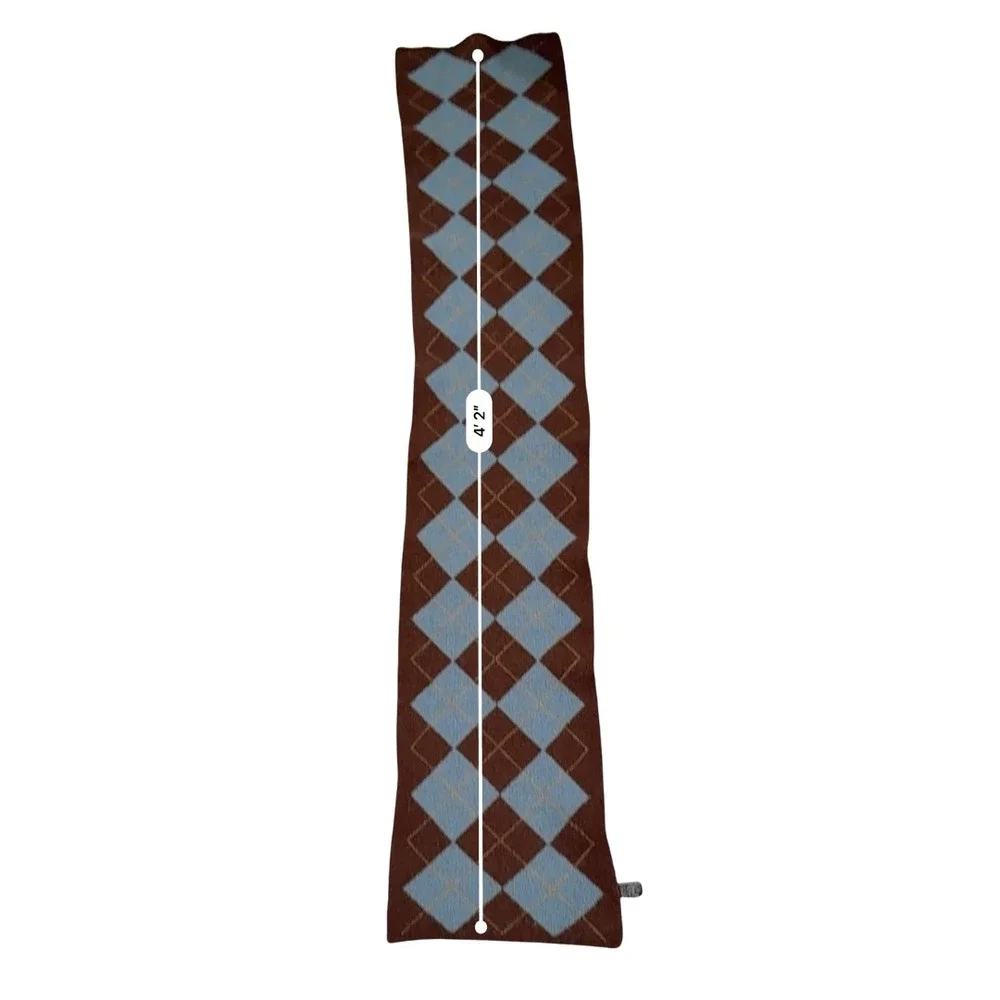 Grandpa Argyle Wool Scarf Unisex Brown Grandpa Vintage Accessory